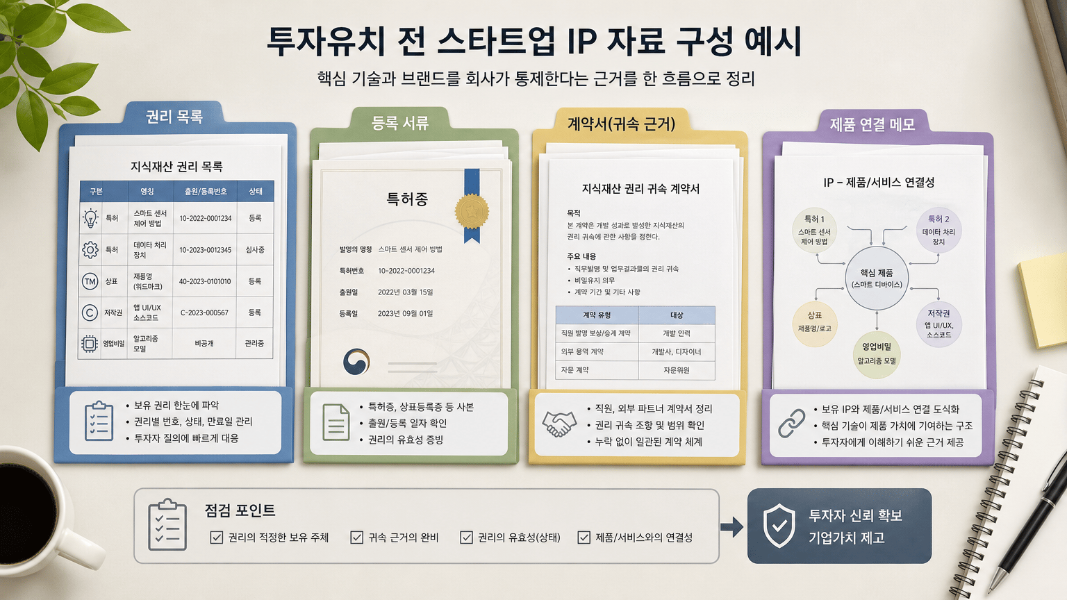 투자유치 전 스타트업 IP 자료와 권리관계 점검 순서